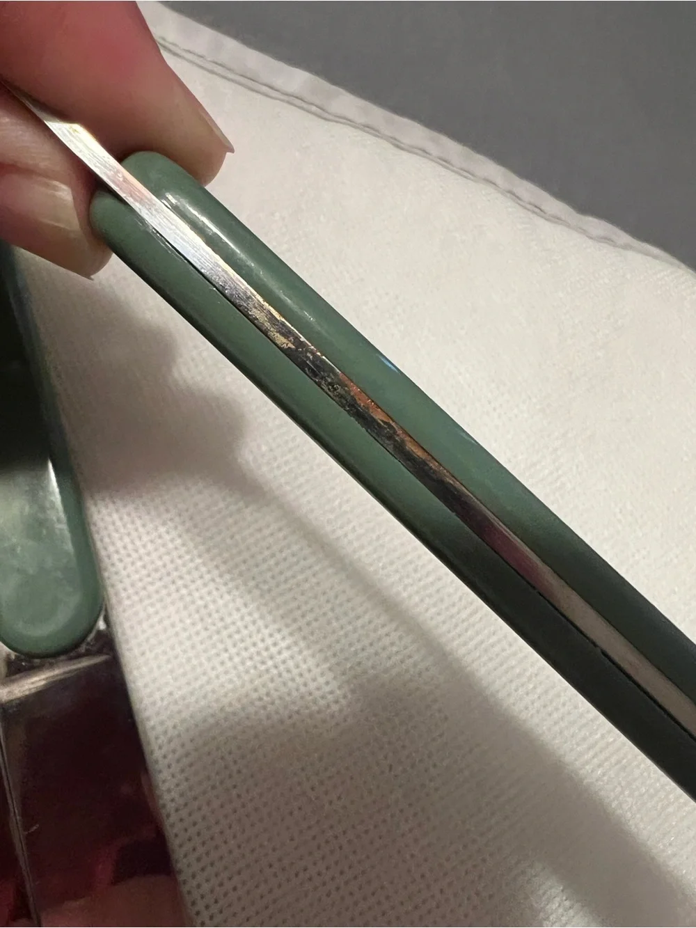 Vintage MIC Japan Green Handle Butter Knives Set of 6 Serrated Stainless Steel